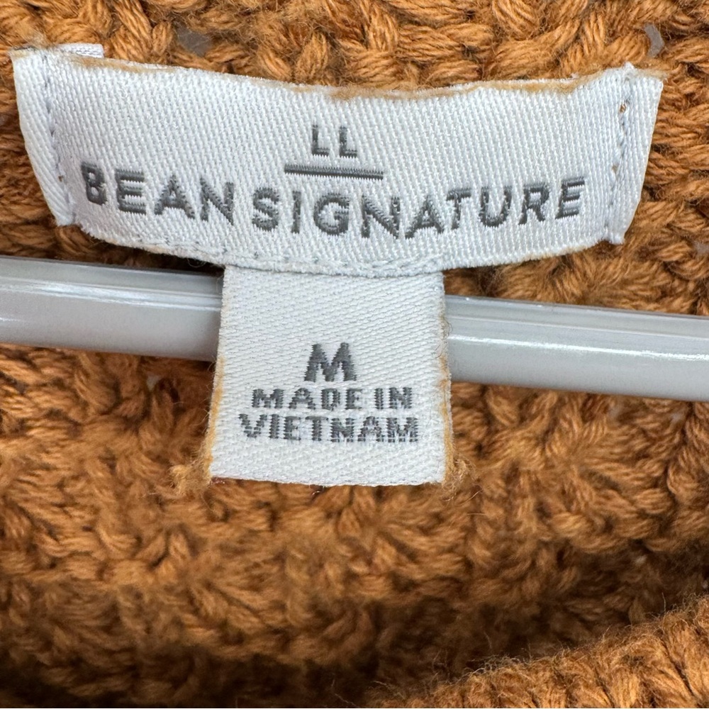 L.L. Bean signature 100% cotton cable knit Brown sweater w/pockets medium - Picture 4 of 9